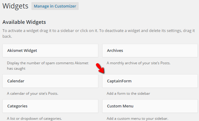 wordpress form widget