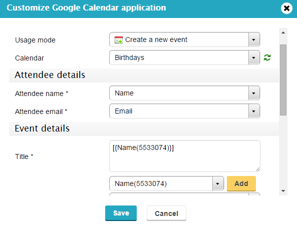 Google calendar addon for WordPress forms